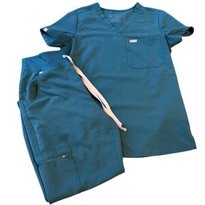 FIGS Technical Collection Dark Green Scrub Set Catarina  XXS Top XS Pant Nurse